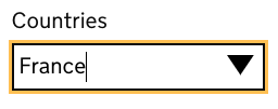 A screenshot that says: Countries, with 'France' selected from a dropdown menu