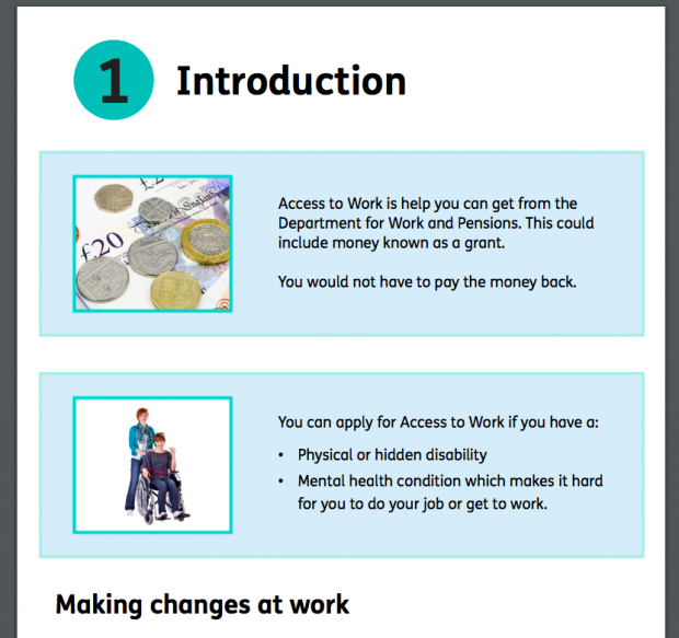 Access to Work prototype showing original design.