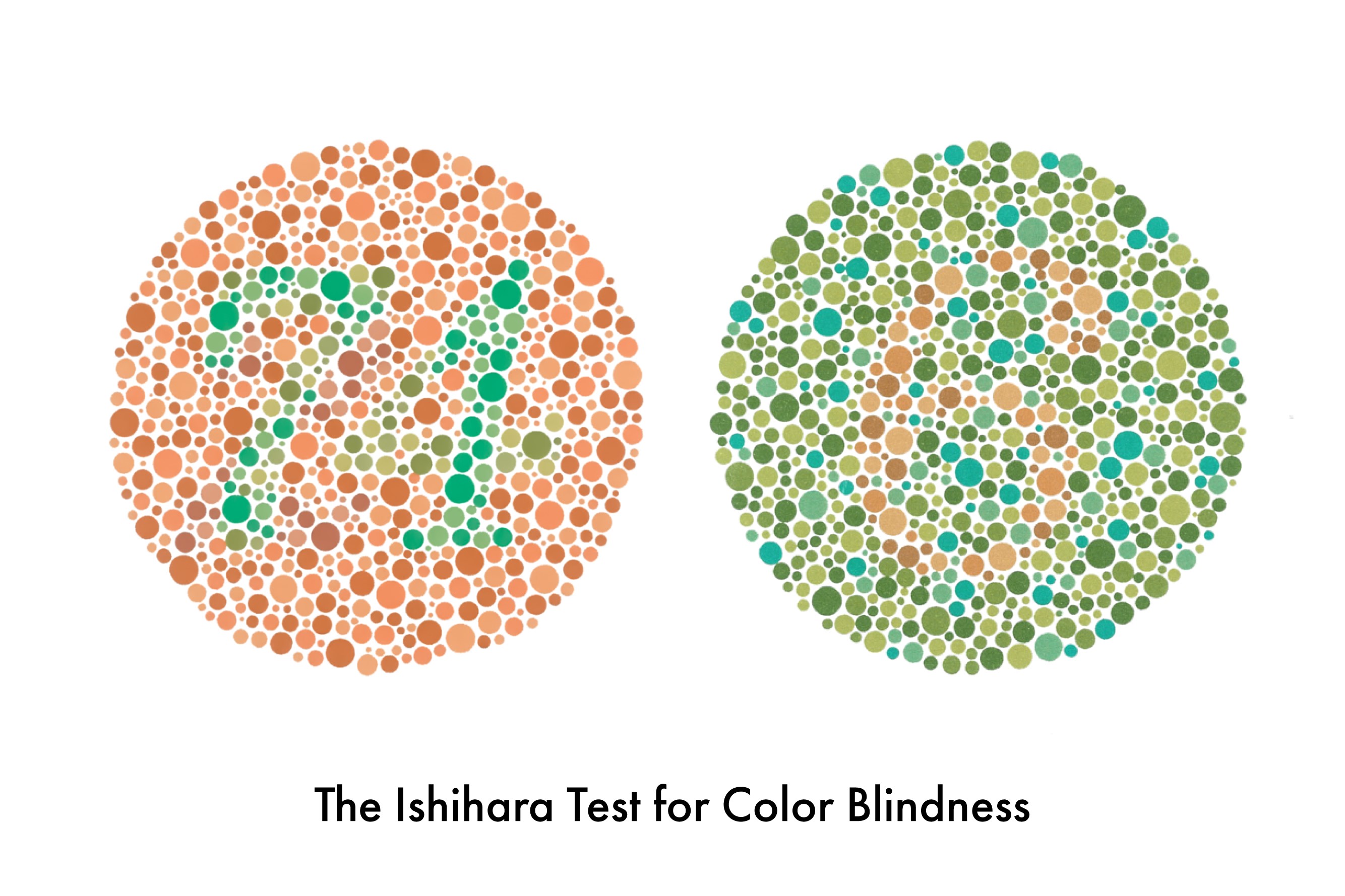 Ishihara test image for numbers 74 and 6