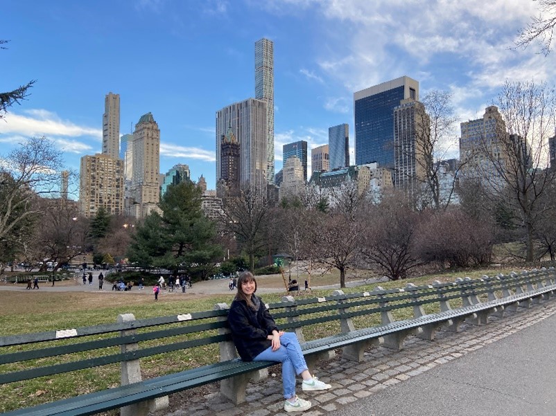 Sean Snee sitting on a bench in New York City